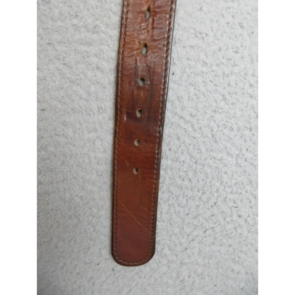 Vintage Remington Western Leather Belt Mens 38 Brown Dog Buckle Hunting 1974